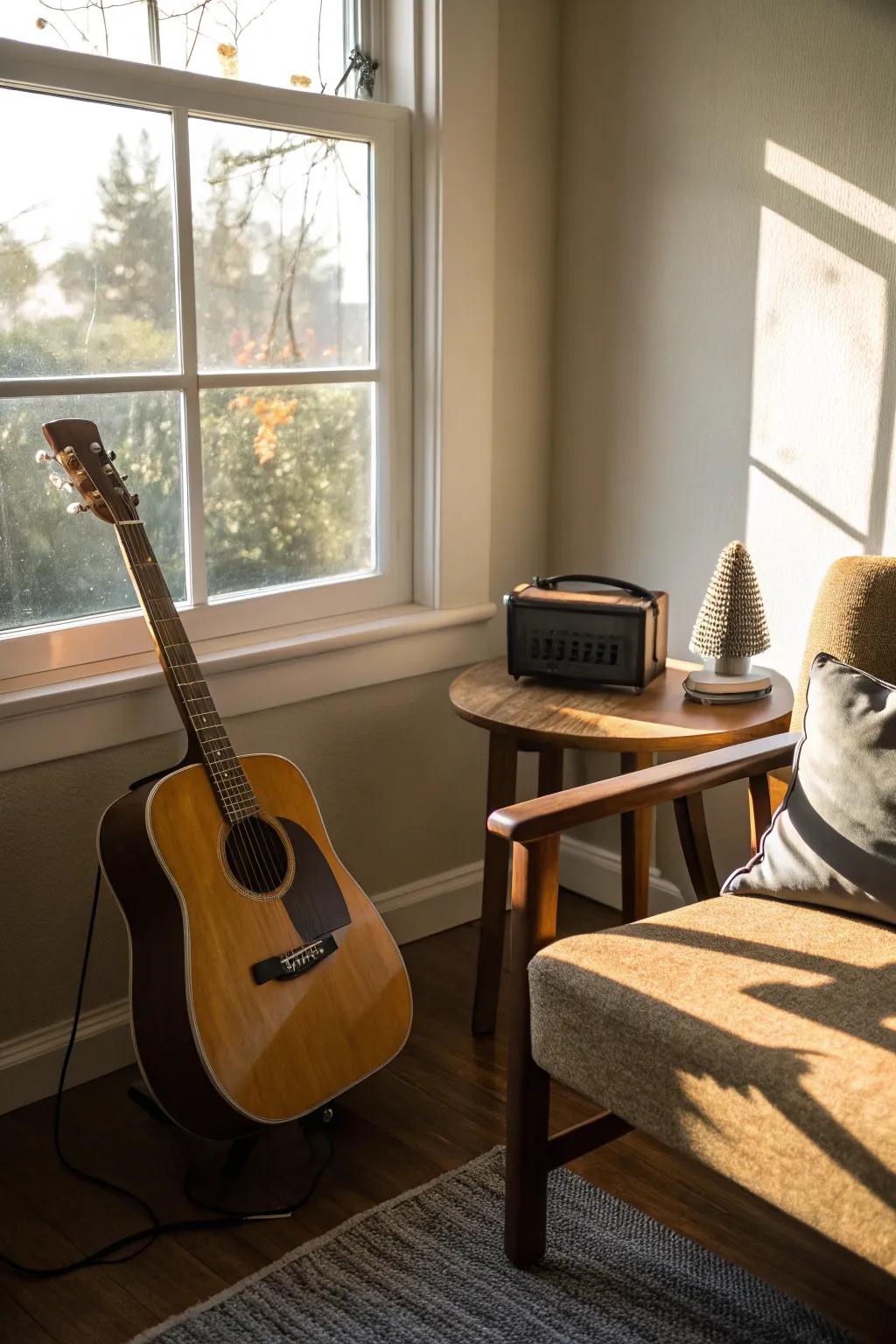 A music alcove designed to enhance relaxation.