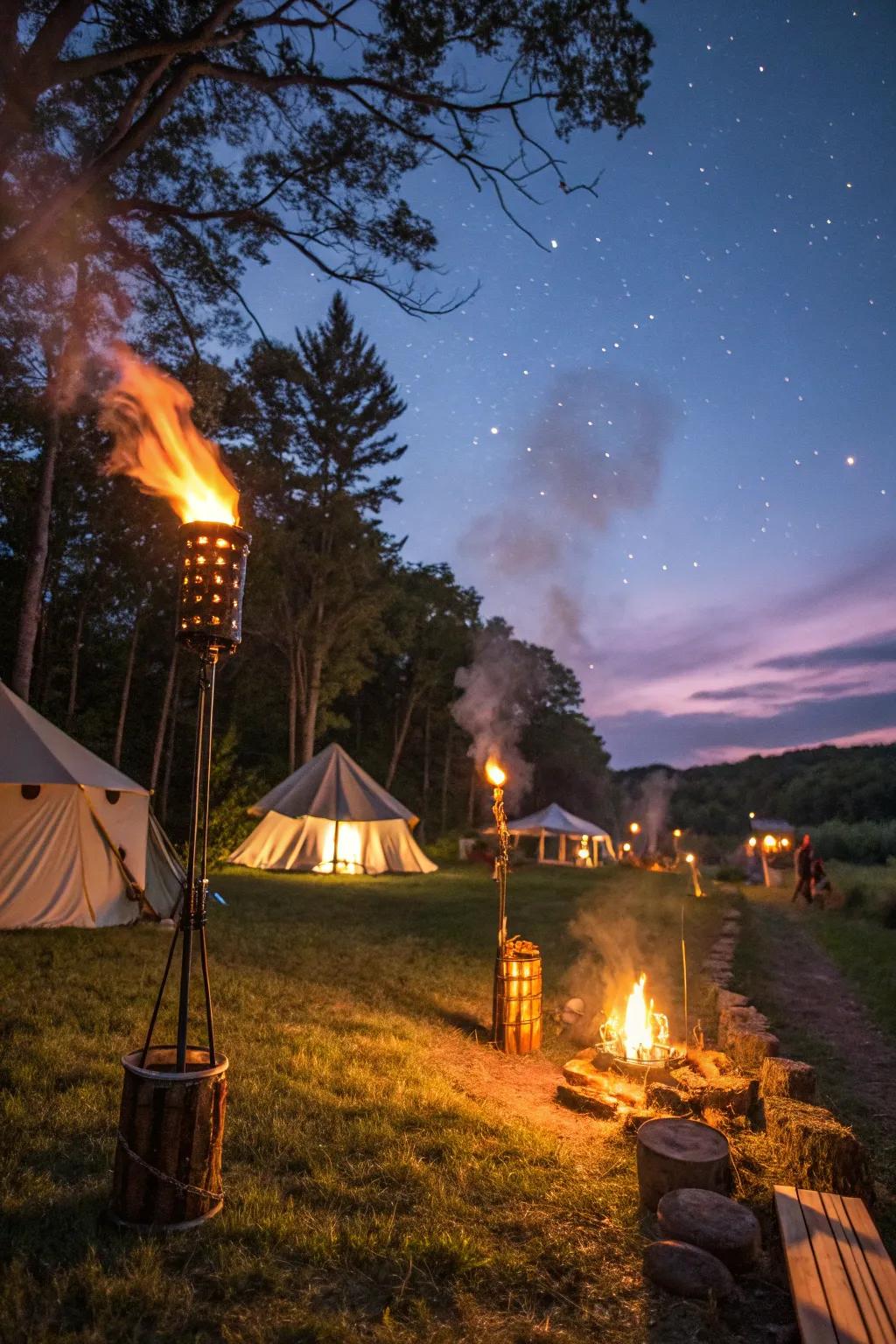 Enliven your campsite with tiki torches.