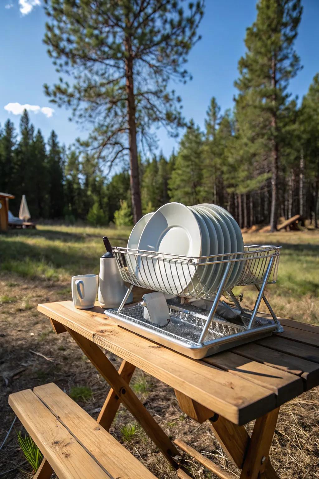 Dry your dishes well with a foldable rack.