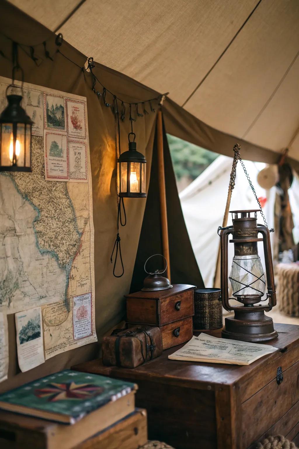 Append character via distinct aged discoveries within your tent.