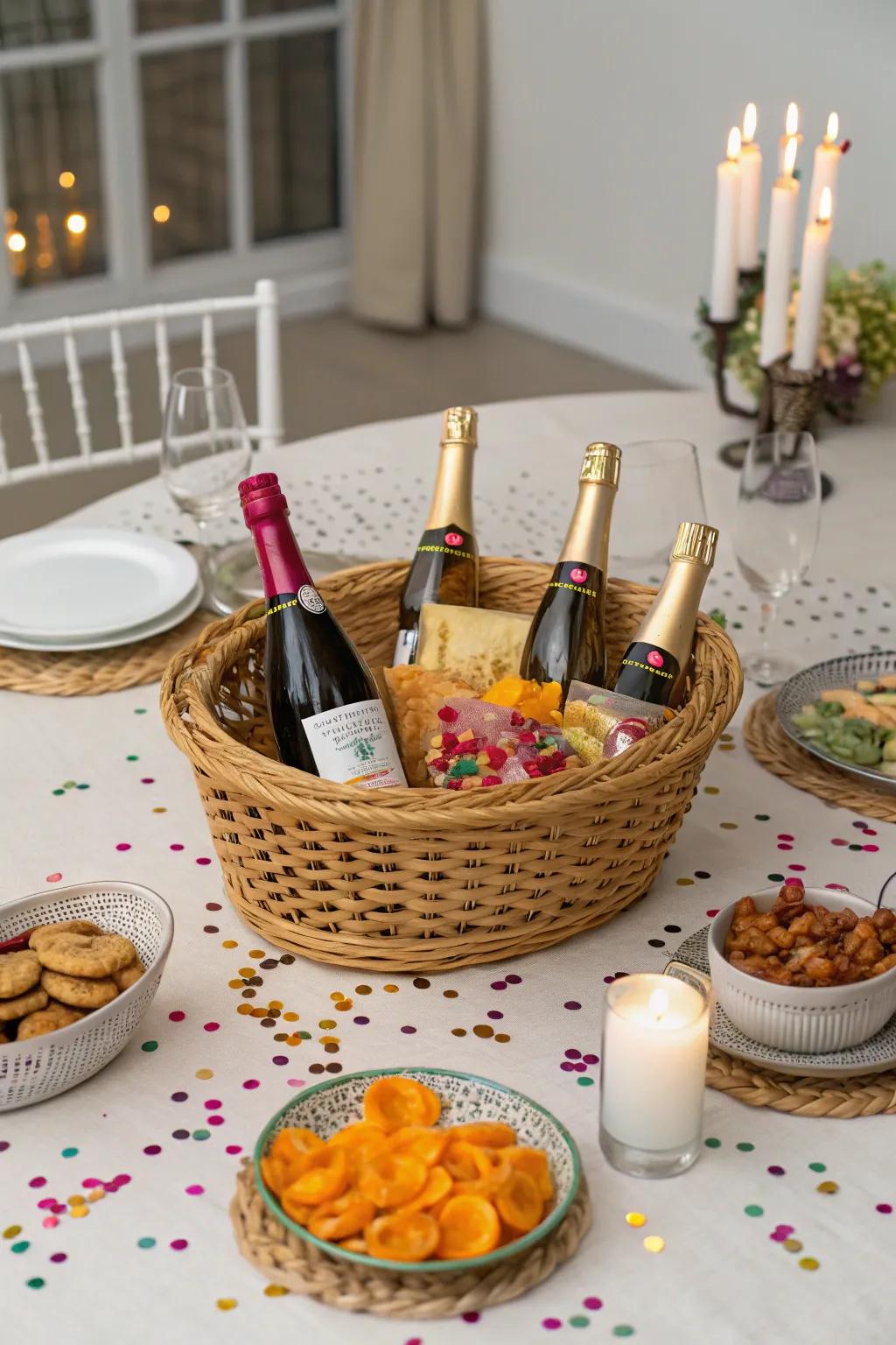 Festive fiesta with piquant snacks and vibrant confetti.