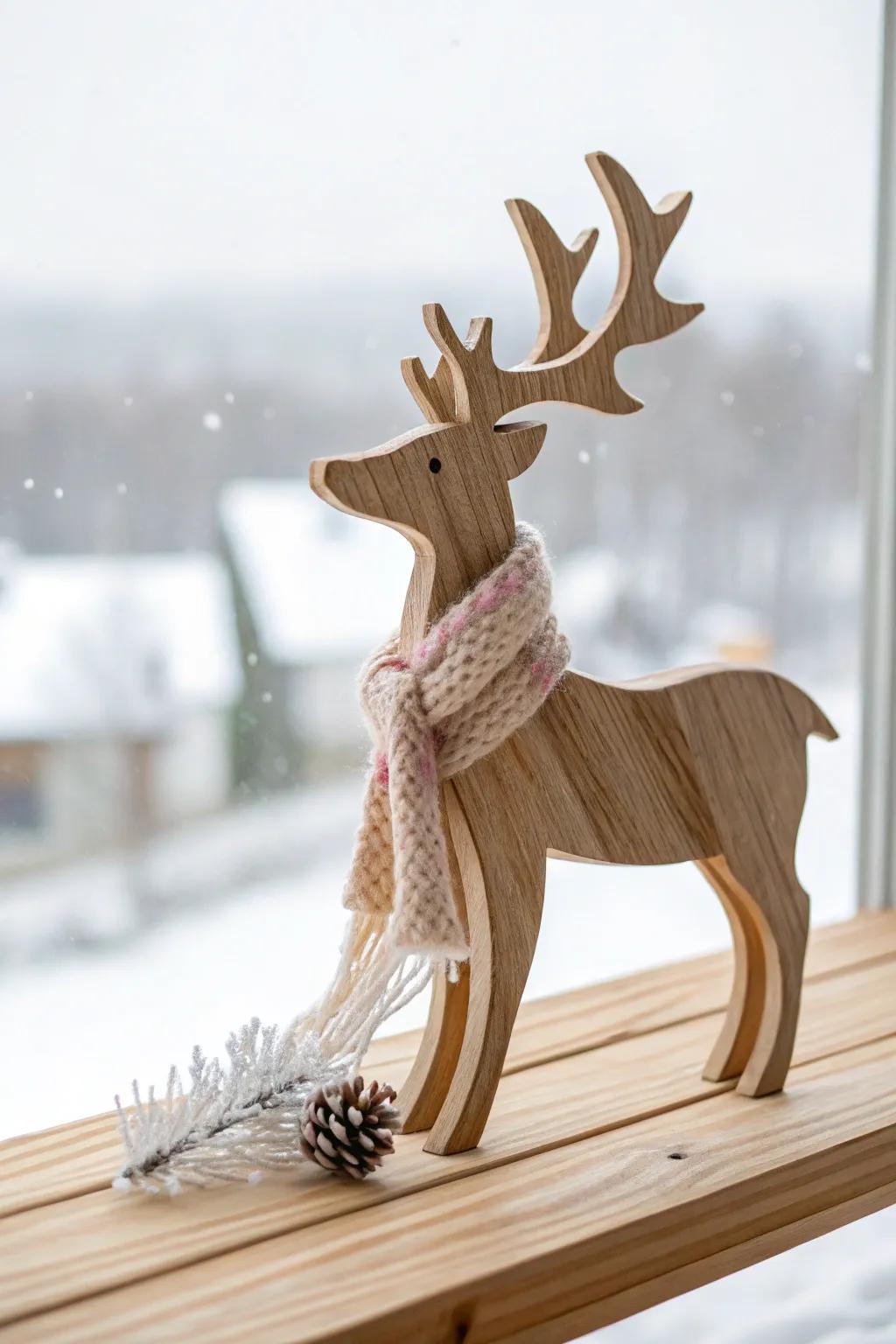 Embrace the natural beauty of handcrafted wooden reindeer this holiday season.