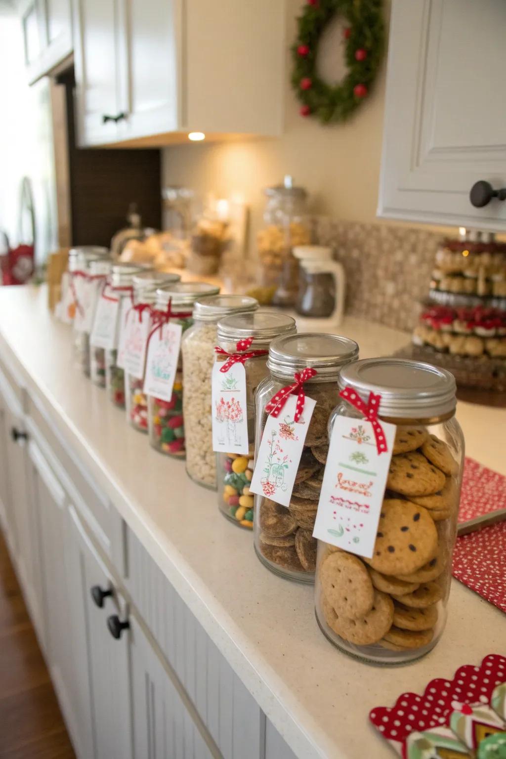 Personalized treat canisters constitute a delightful inclusion within the holiday cooking space.