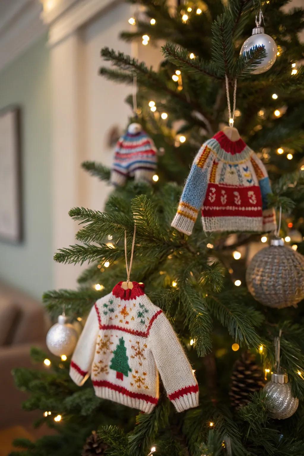 Knit pullover decorations establishing a snug sensation.