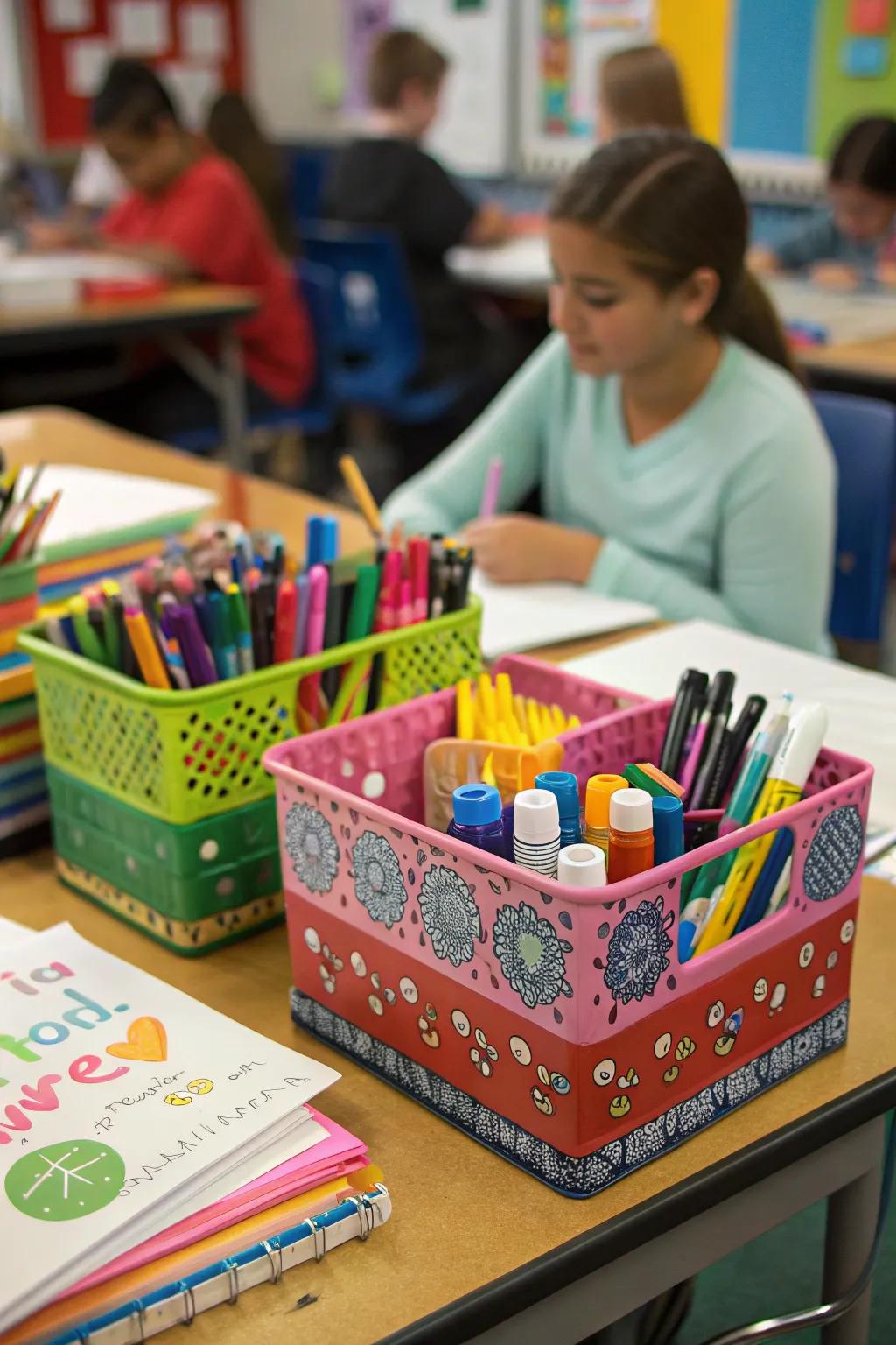 Student-ornamented organizers for personal expression