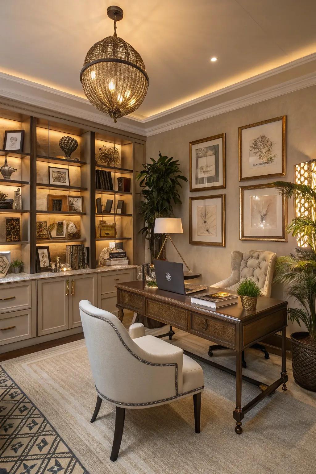 Unique decor pieces add personality and individual style to an office.