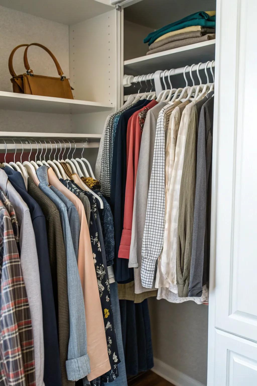 Area-conserving hangers maximize vertical hanging capacity.