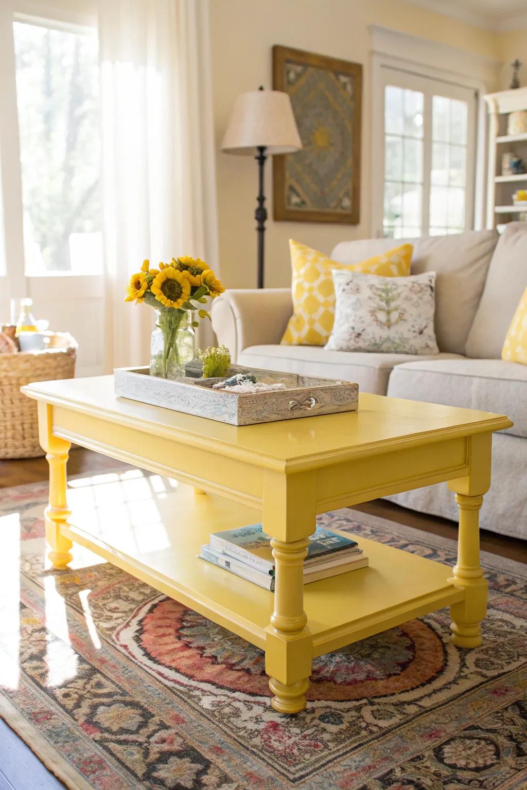 Golden accents add a cheerful and sunny touch to any room.