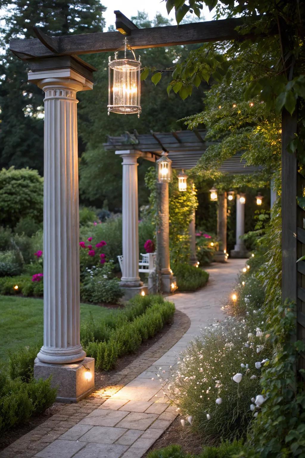 Introduce magic with floating column light designs.