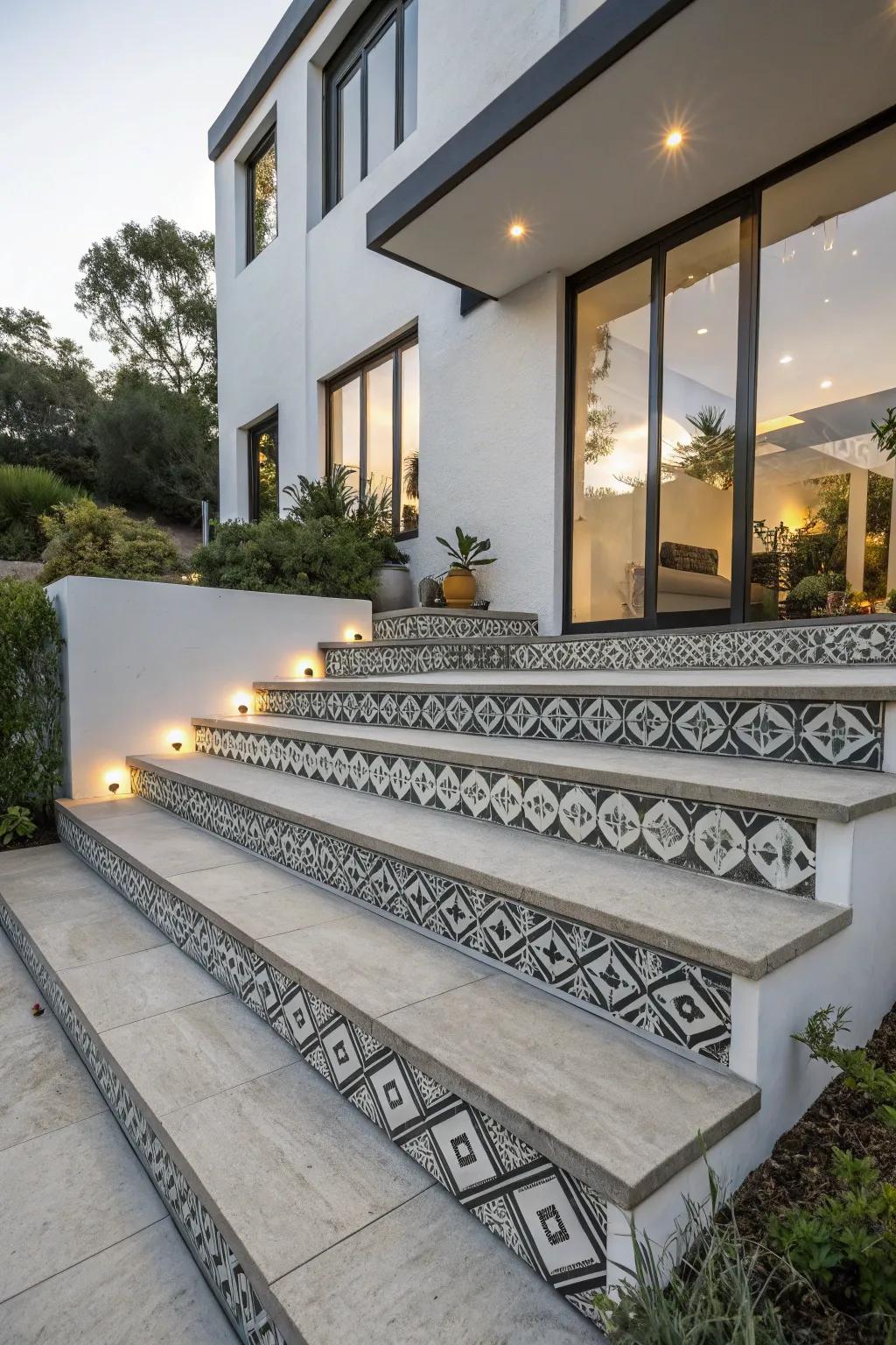 Contrasting borders make steps stand out.
