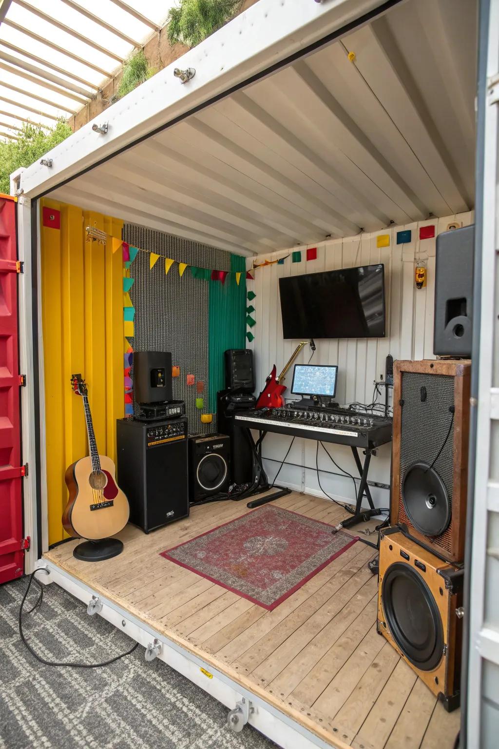 Let musicians create and practice in a dedicated space inside a container.