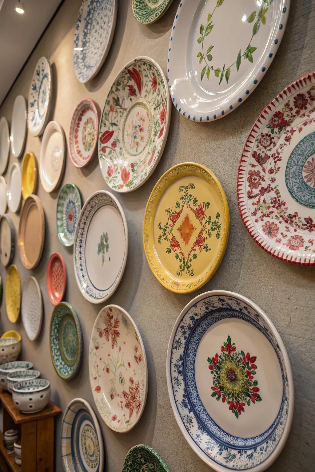 Vintage plates bring color and elegance.