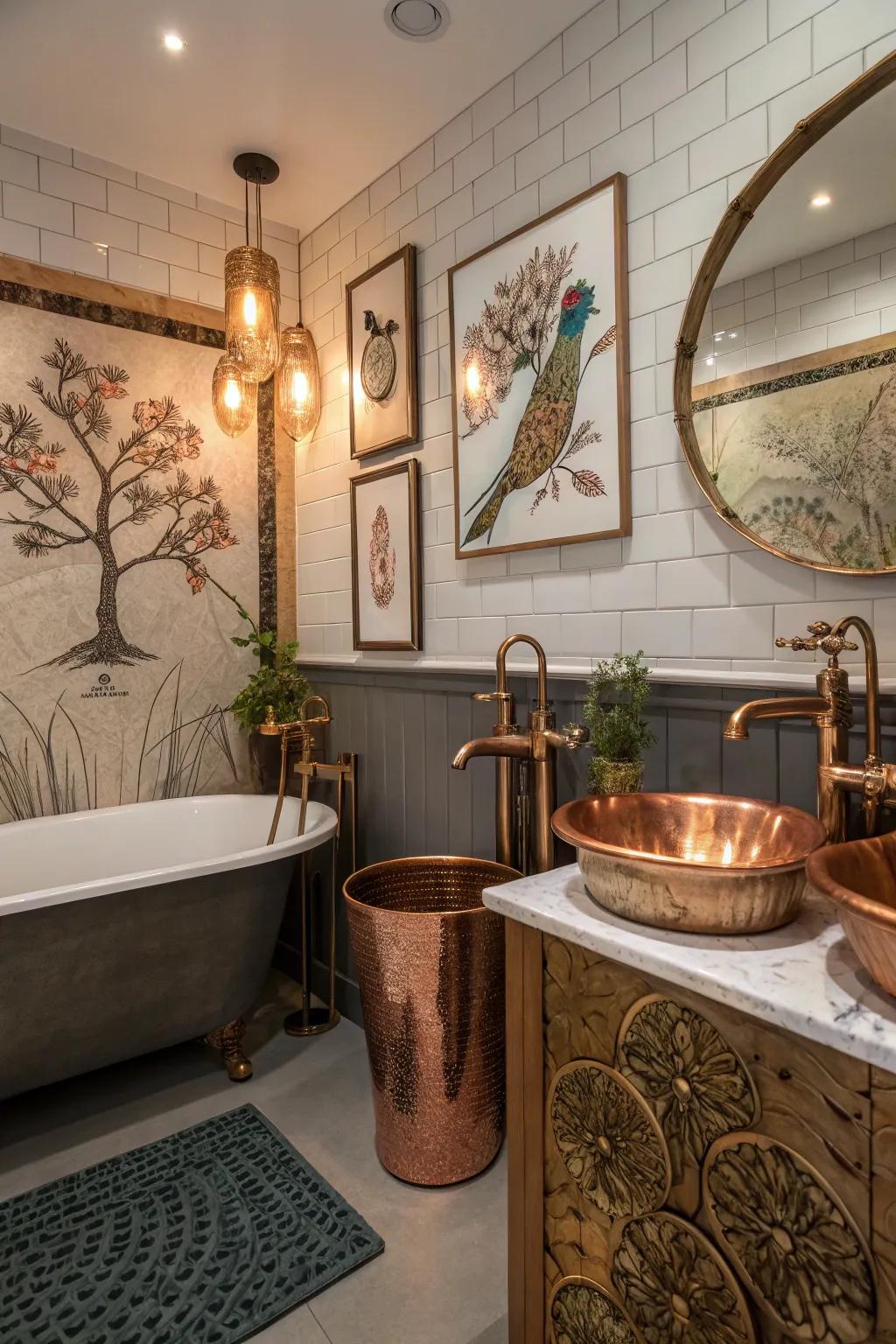 Personal style and flair are added by decorative copper pieces.