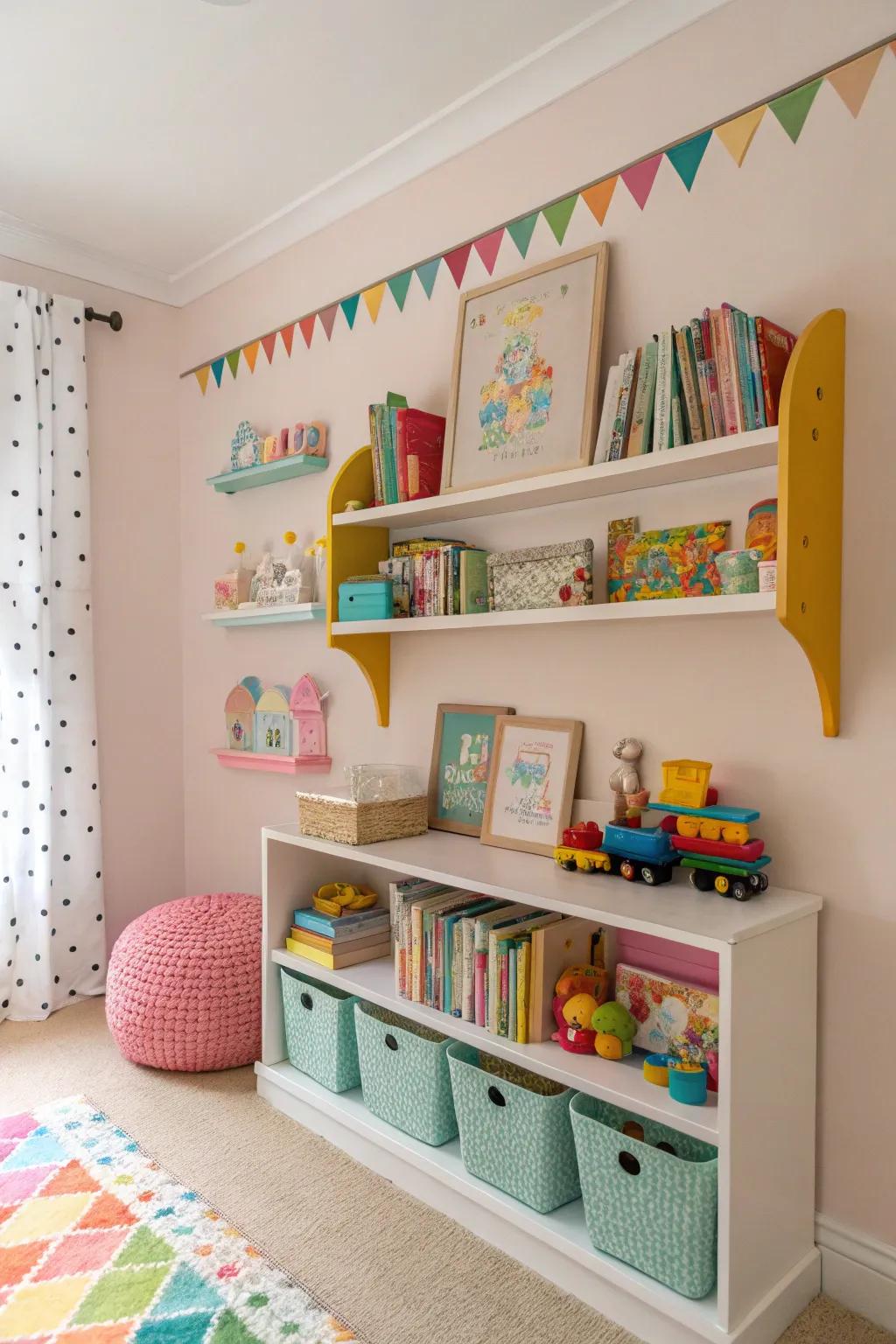 Vibrant supports add a whimsical feature to a child's area.