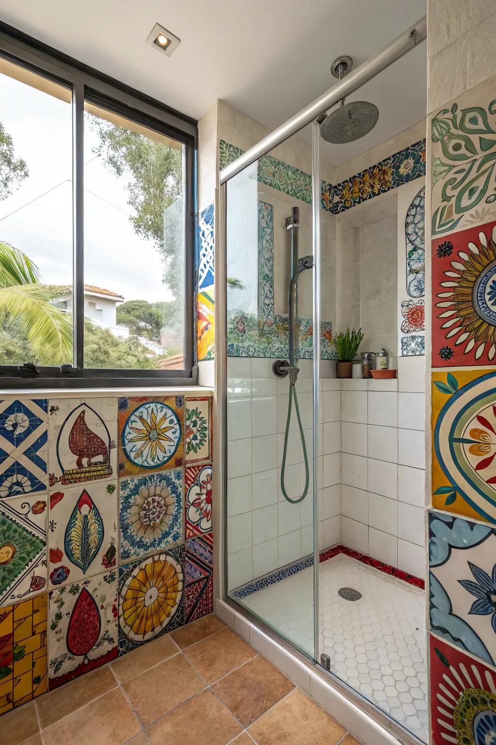 Express yourself through an artistic shower design.