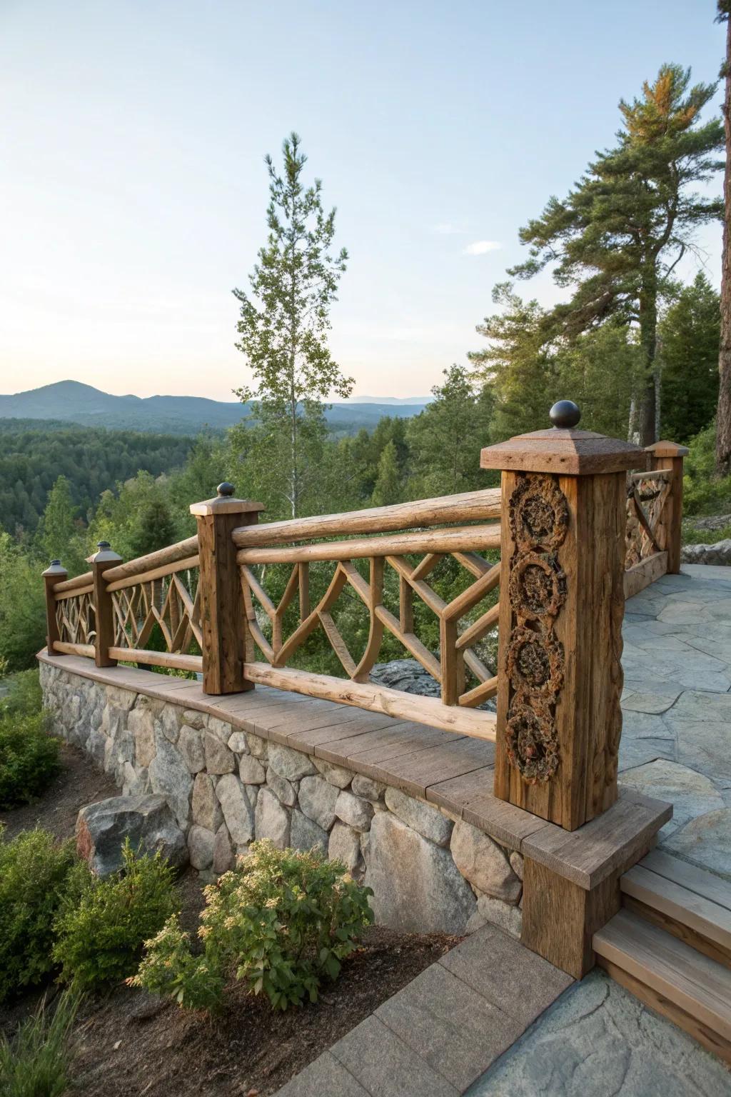 Regionally sourced materials enhance regional character in Craftsman railings.