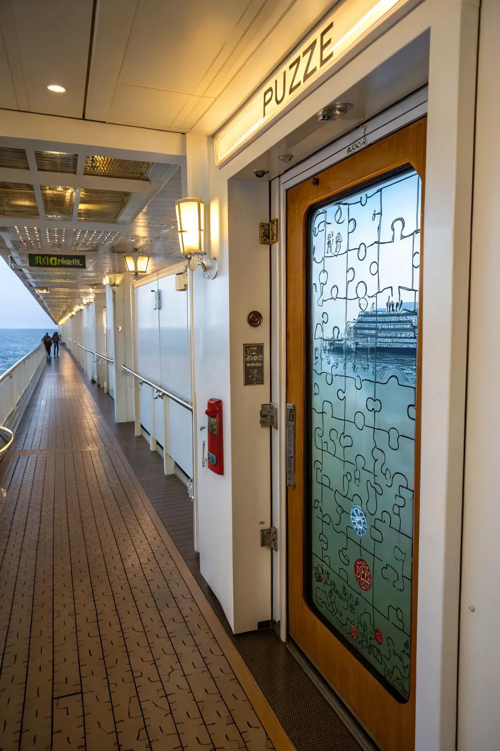 With a brainteaser-themed cruise door, you can create interactive fun.