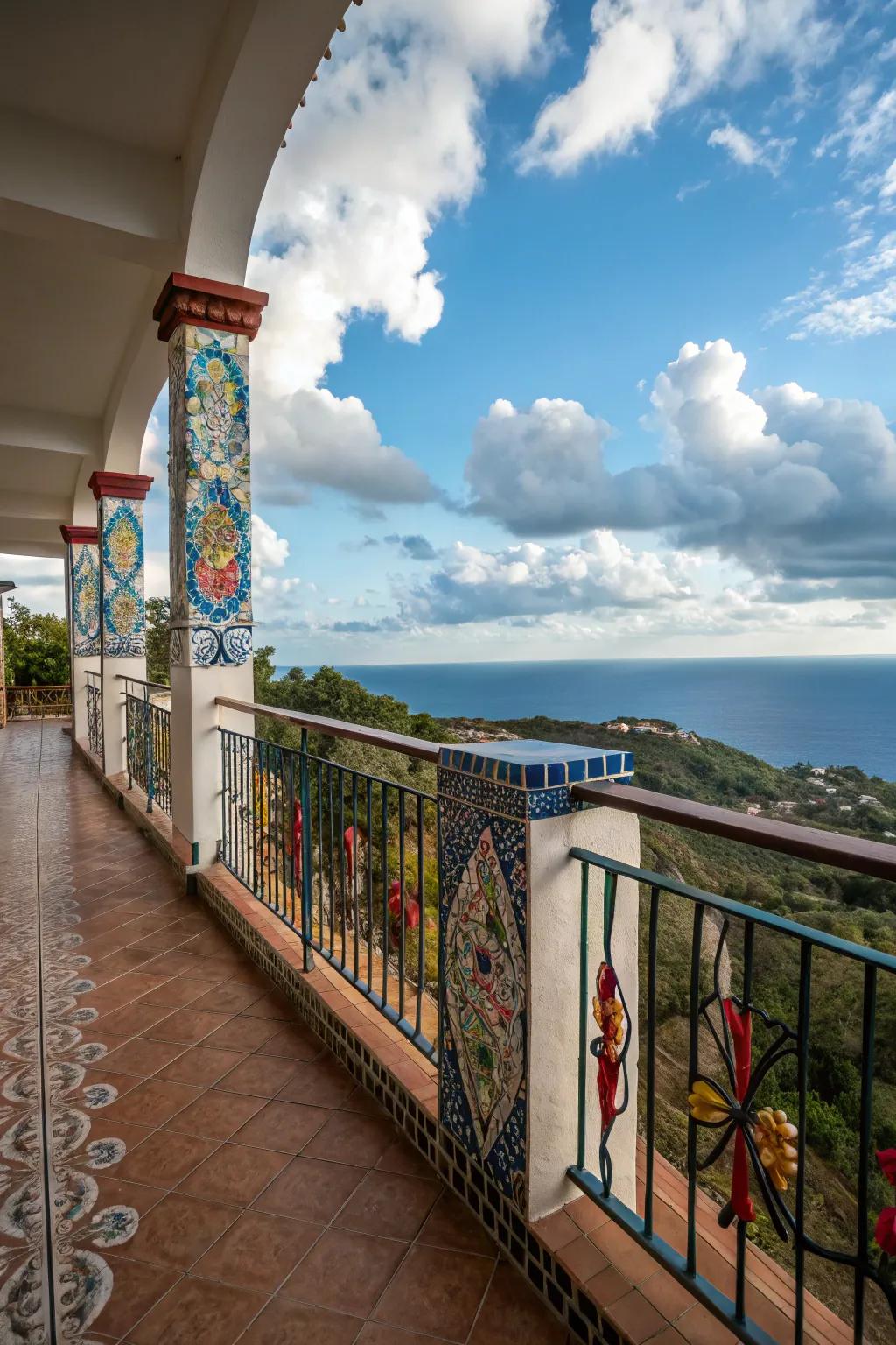 Artistic expression through mosaic accents.