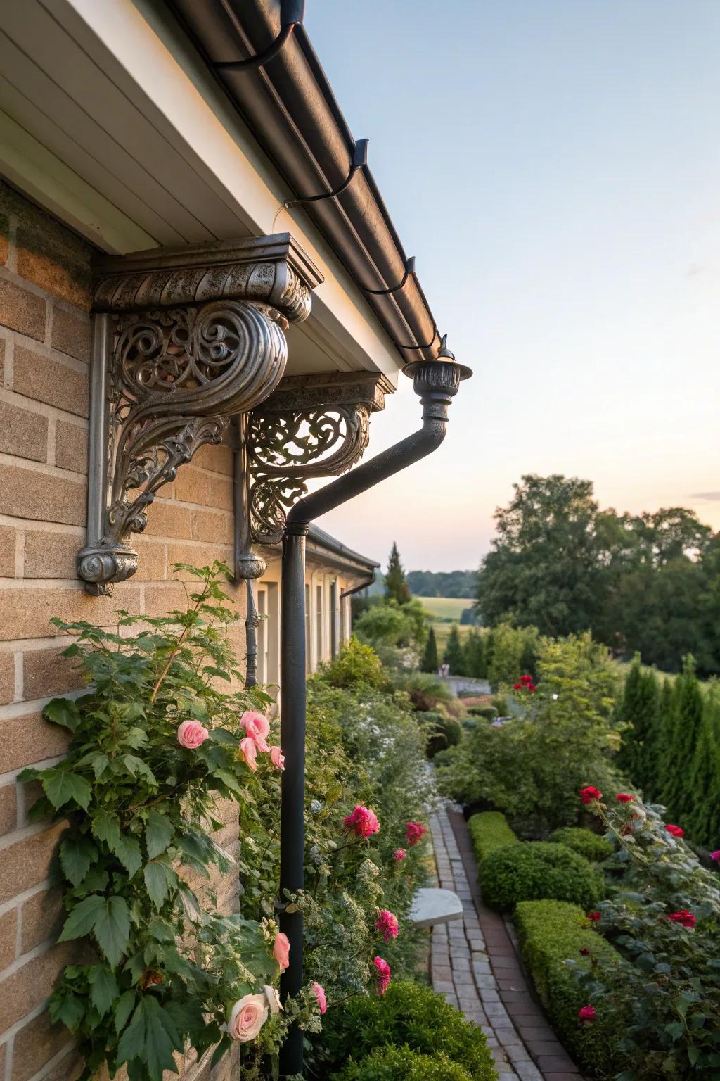 Ornamental supports amplify flair to basic water runs.