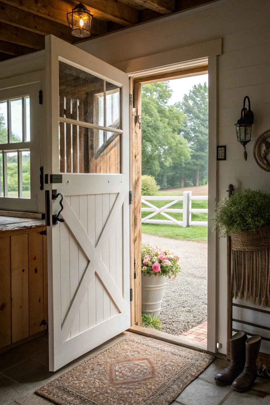 Enjoy the versatility and charm of a classic Dutch door that welcomes with open arms.