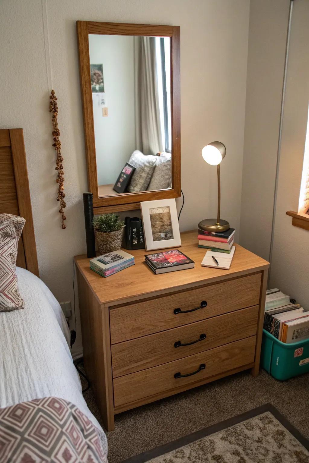 Mirrors create space in your dorm.