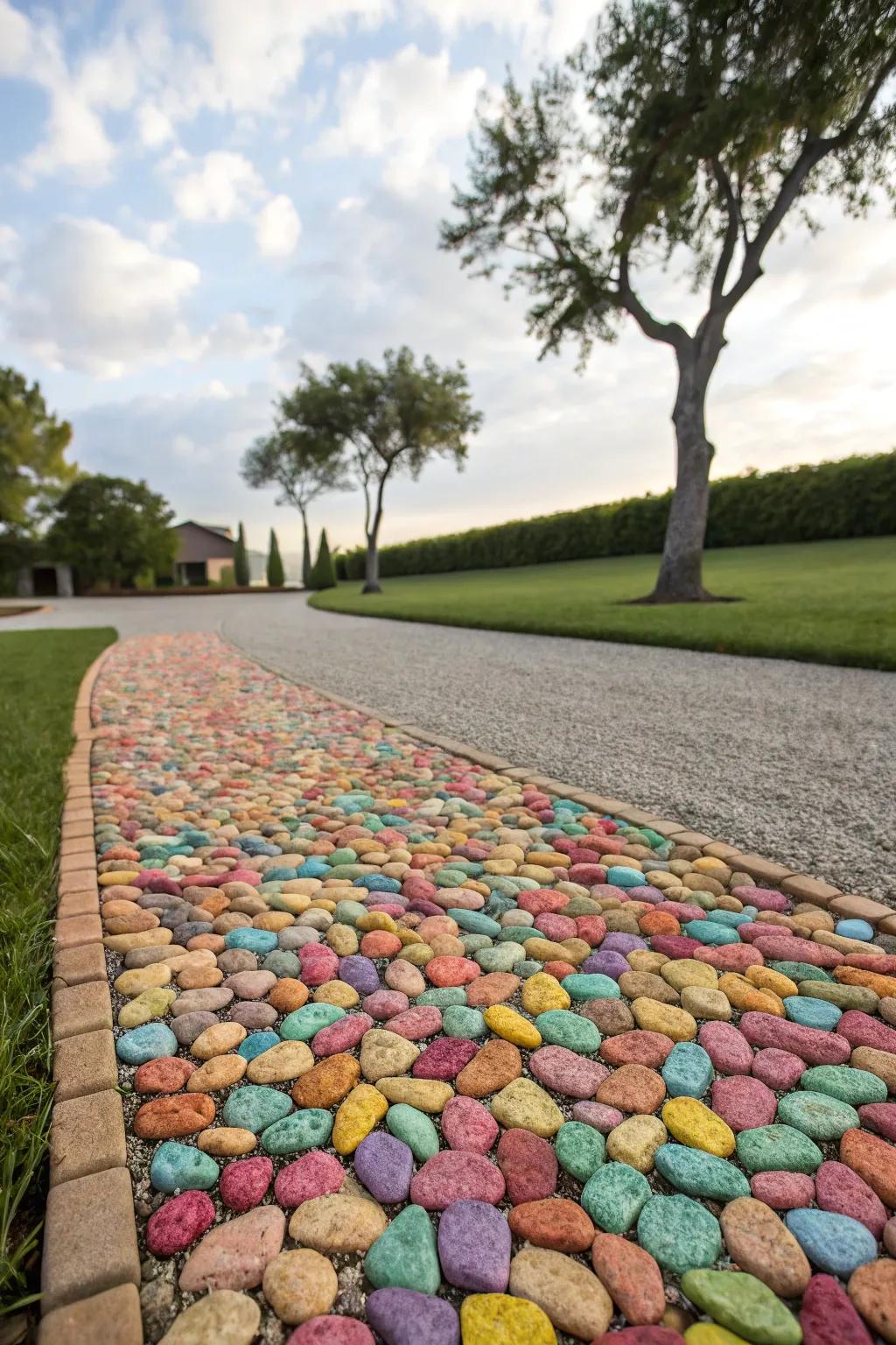 Gravel in various shades can append energy to your driveway.