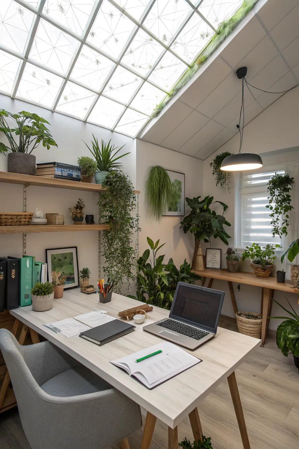LED panels provide an eco-friendly solution for this home office.