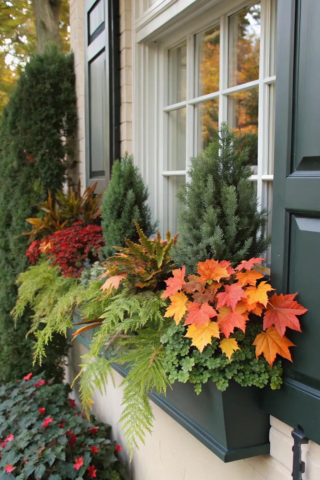 Evergreens provide lasting greenery.