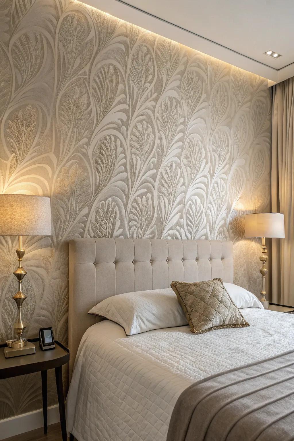 Textile impression finish infuses cozy sophistication.