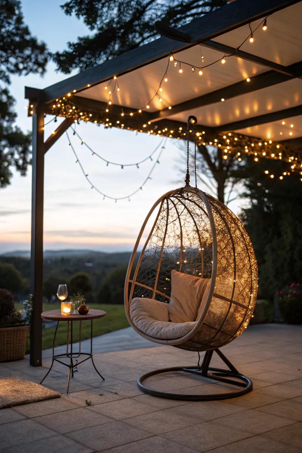 Enchant your patio through shimmering lights.