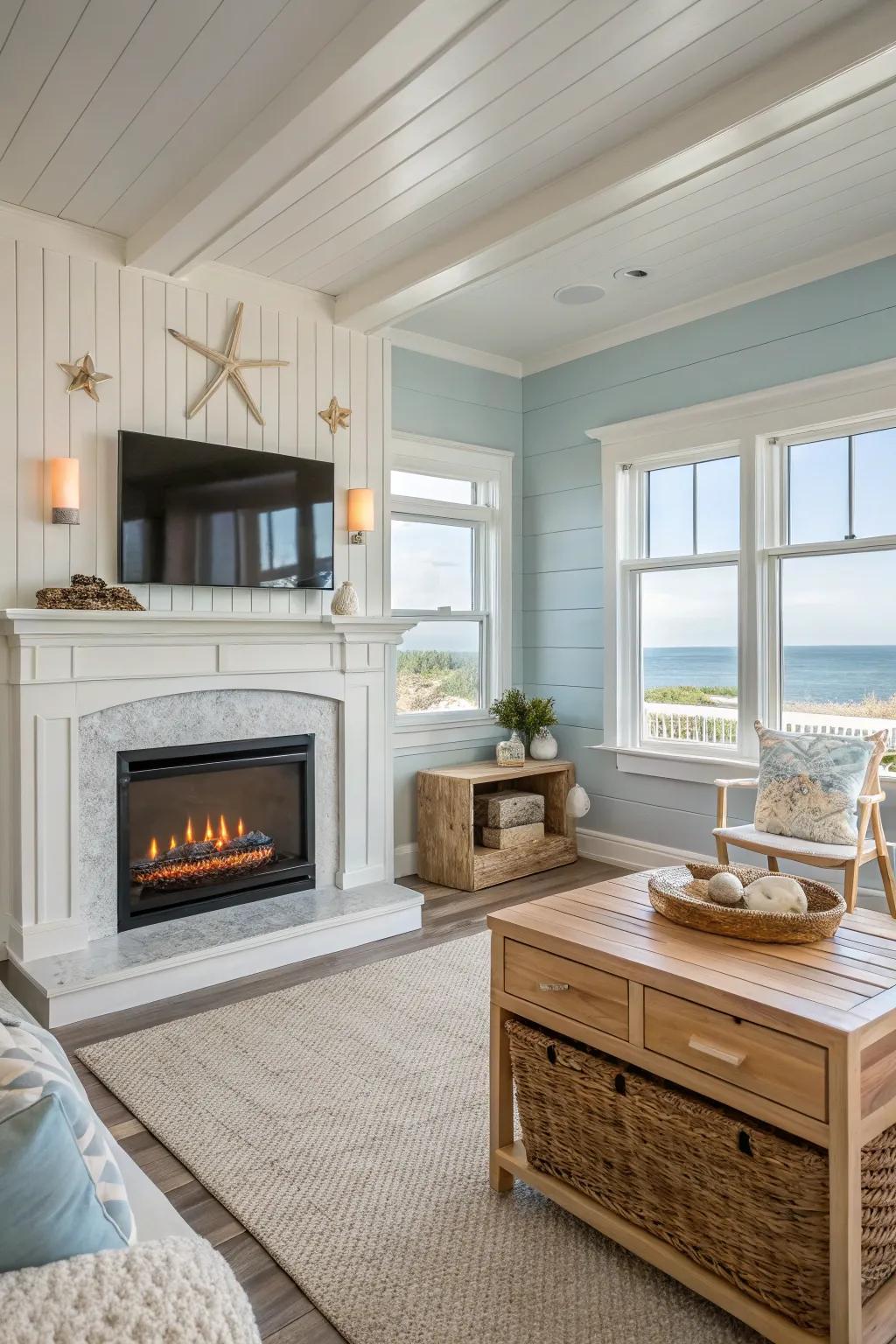 Coastal calm through a seaside inspired setting enveloping a modern heater.
