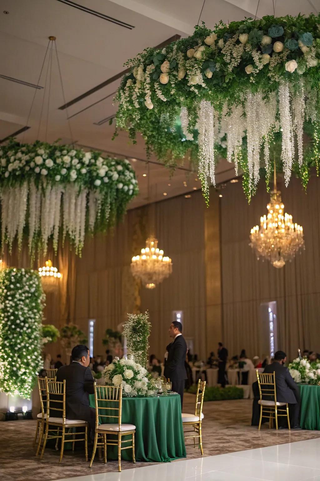 Striking botanical installations fashioning a stunning focal attraction.