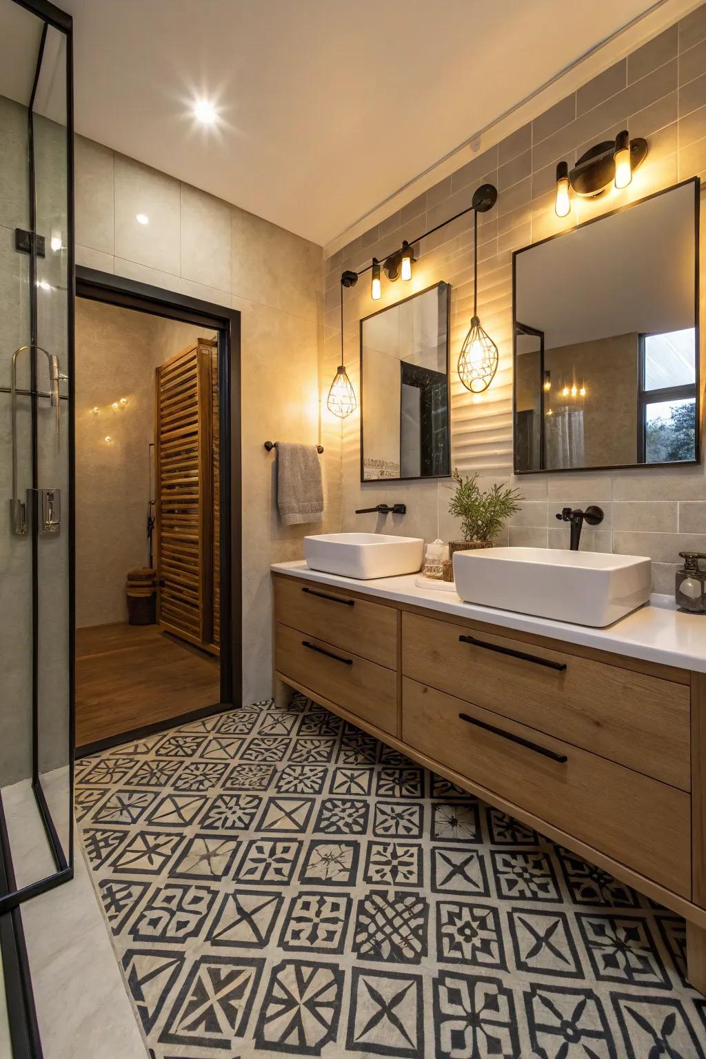 Geometric surface patterns amplify the allure and individuality of this area.
