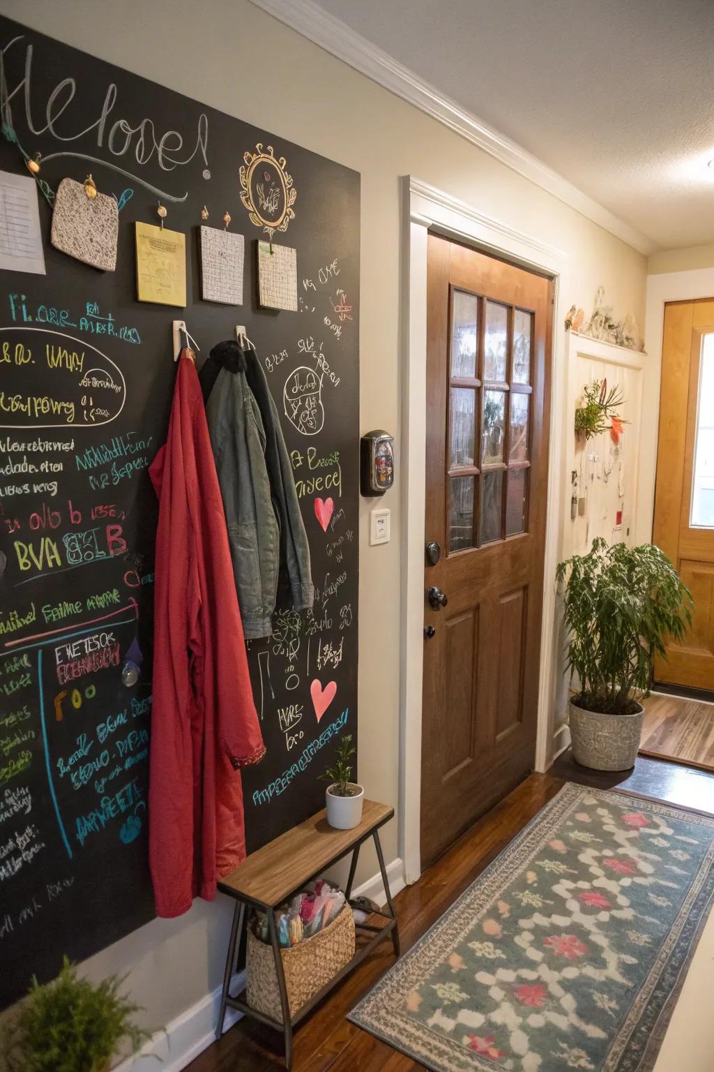 A blackboard wall adds functionality and creativity to your entryway.