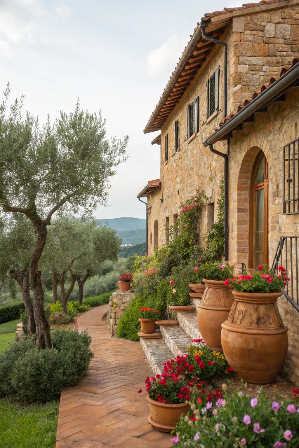 Mediterranean-inspired stone walls infusing homes with warmth and elegance.