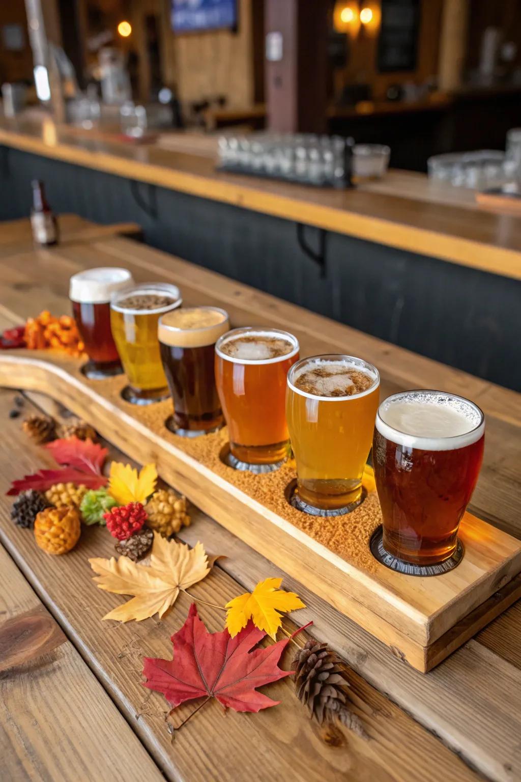 Craft beer sampler offering a taste of fall in every bottle.