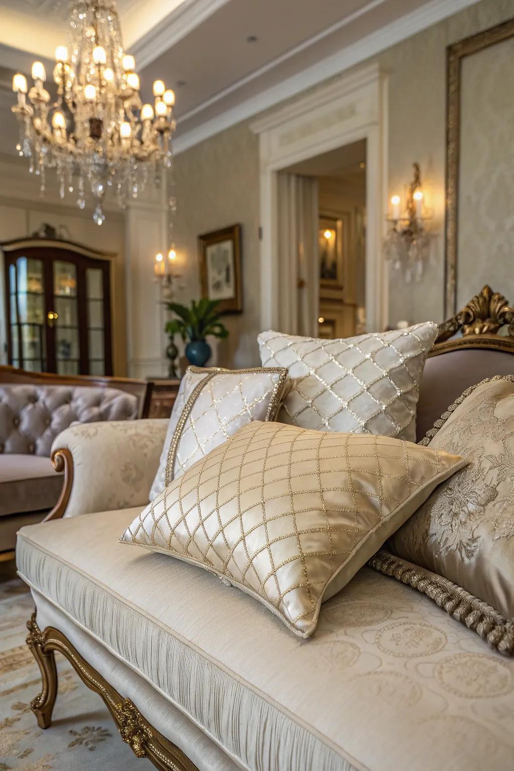 Silk and satin pillows: adding a touch of luxurious comfort.