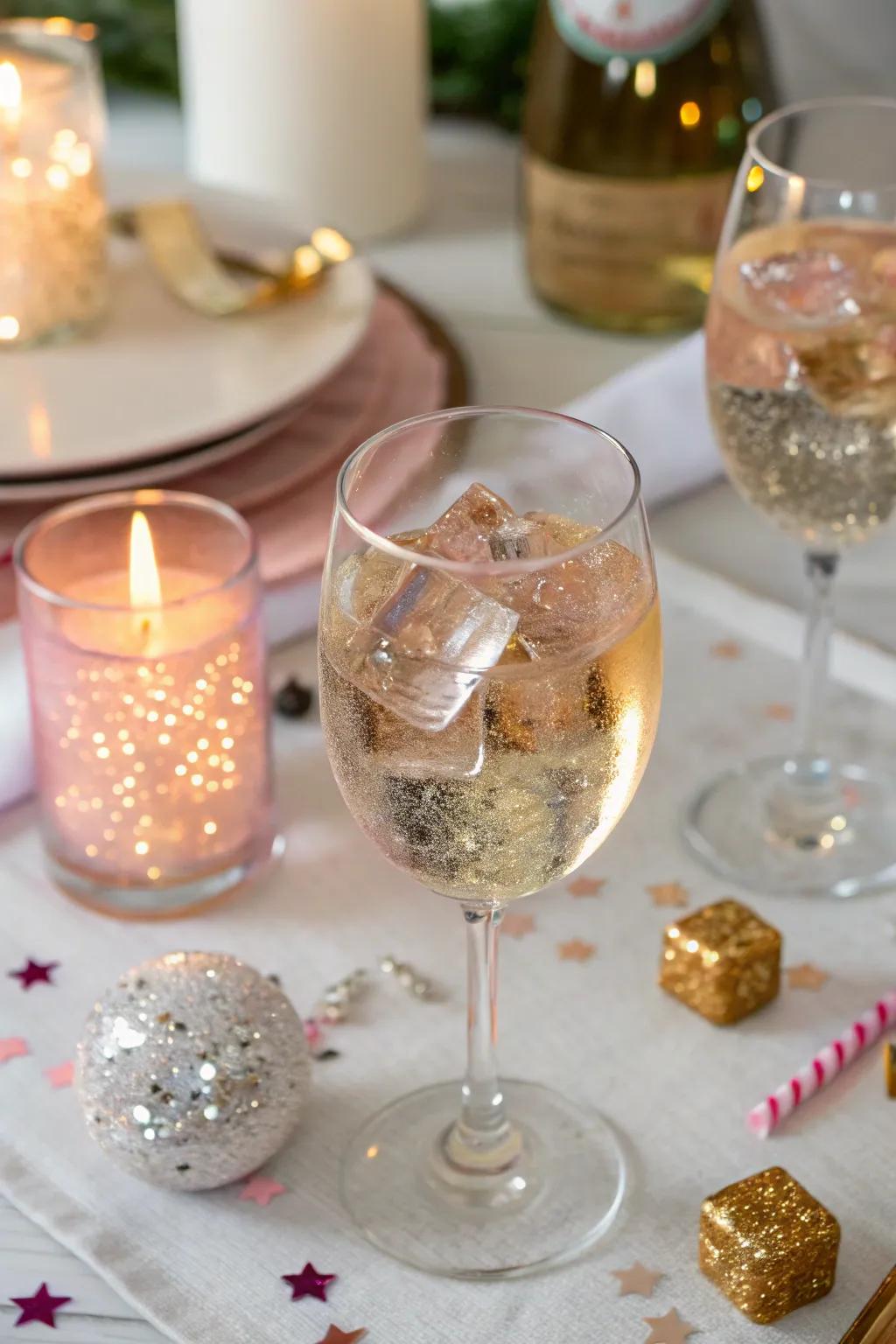 Glitter ice for a magical experience.