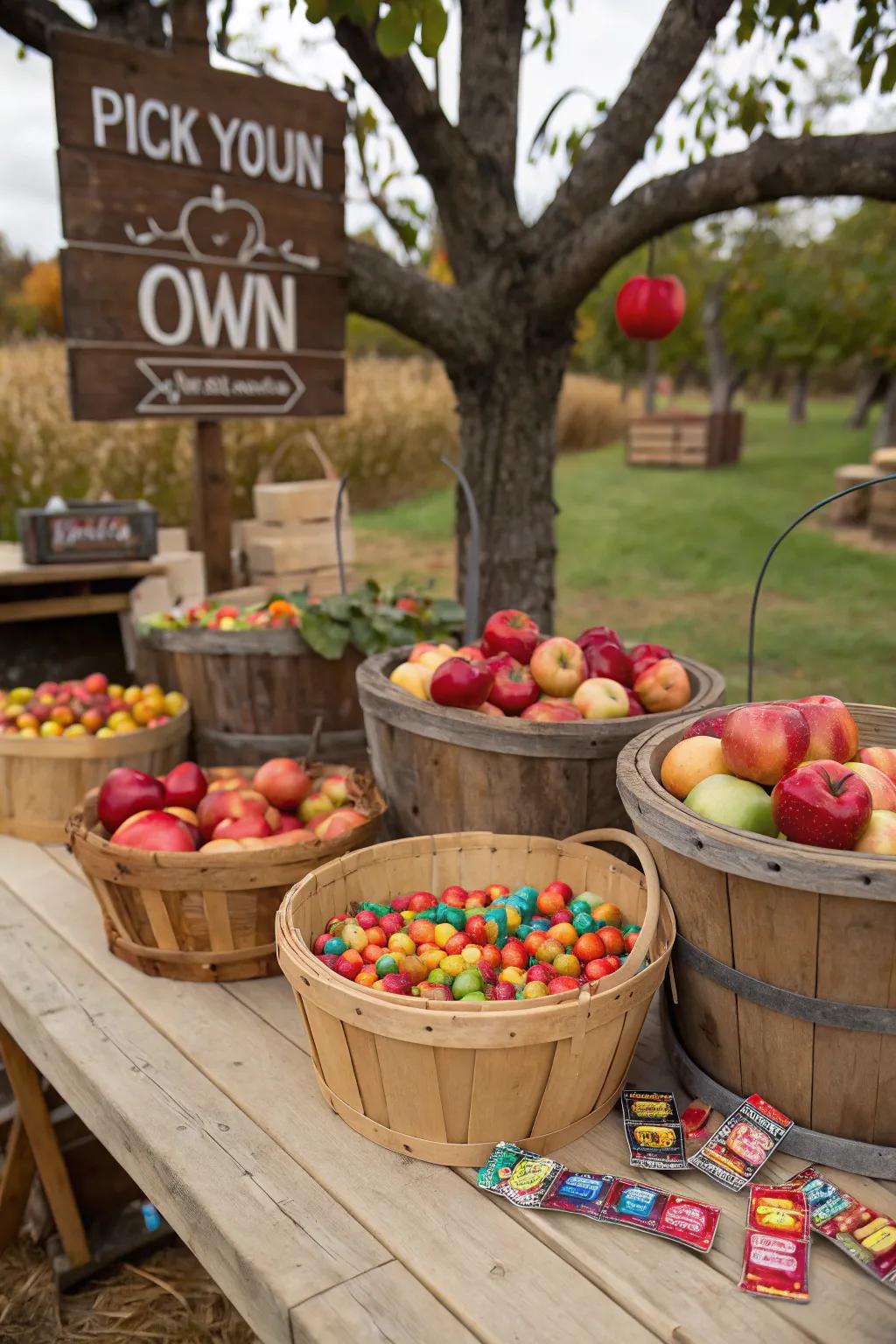A pick-your-own treats station offers a sweet and interactive party feature.