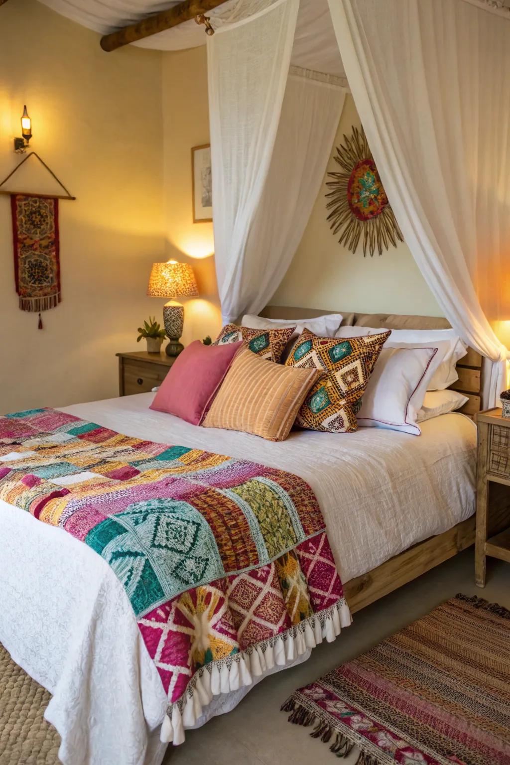A burst of color can revitalize the bedding's appearance.