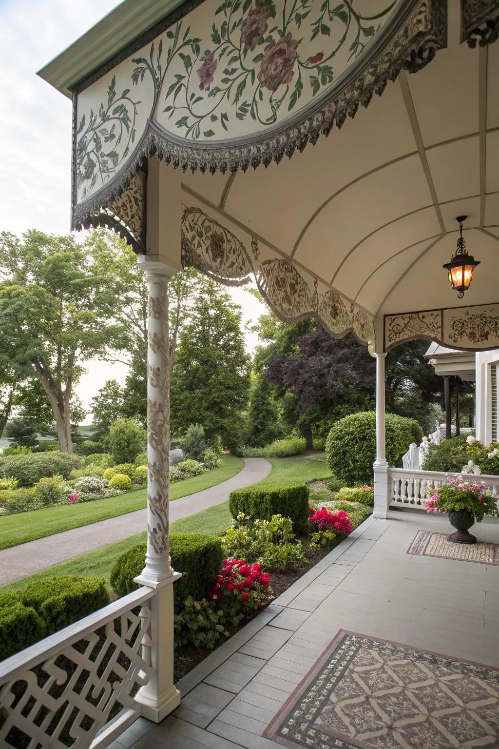 An artistic canopy makes your porch a masterpiece.