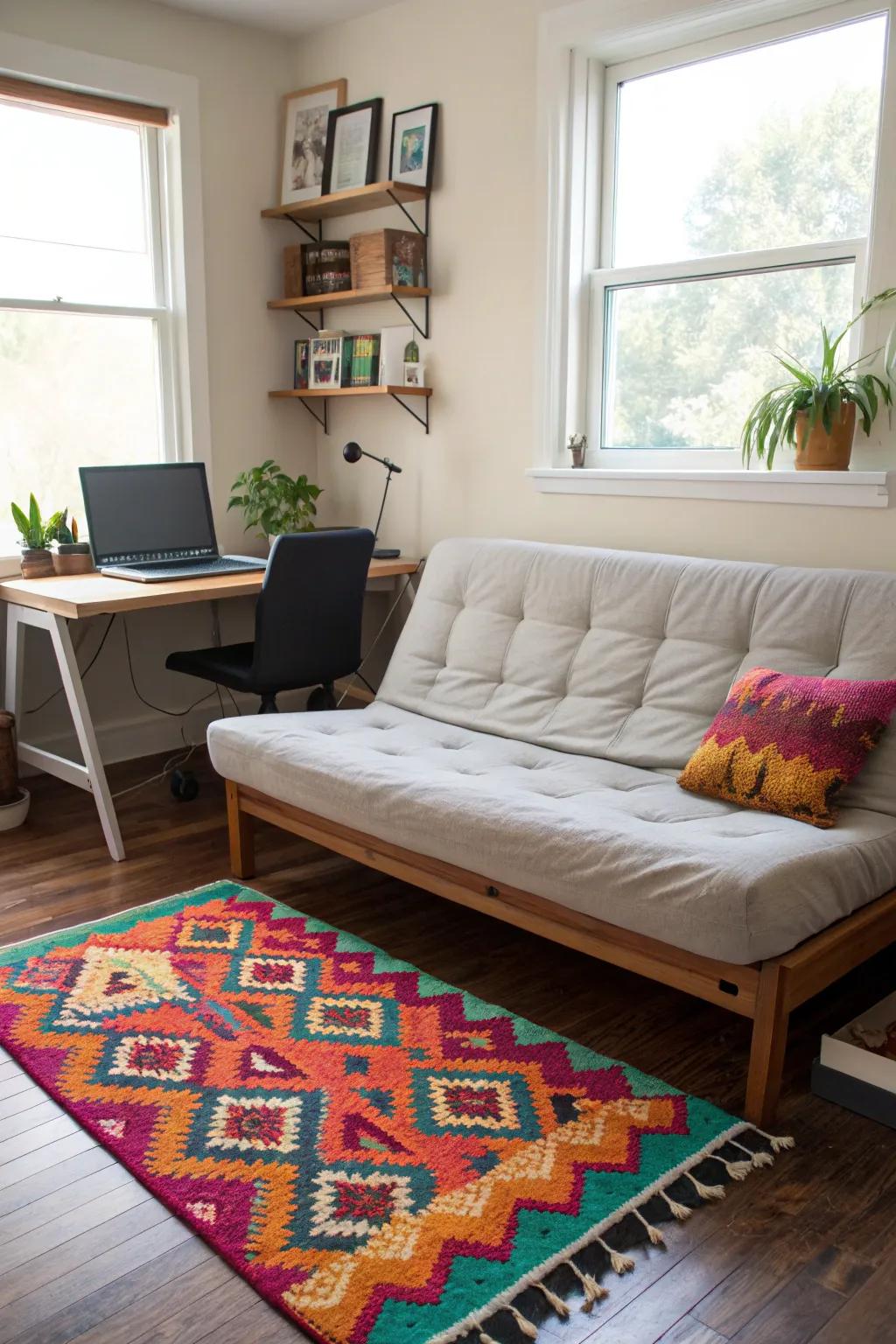 Highlight rugs provide warmth and define your office space.