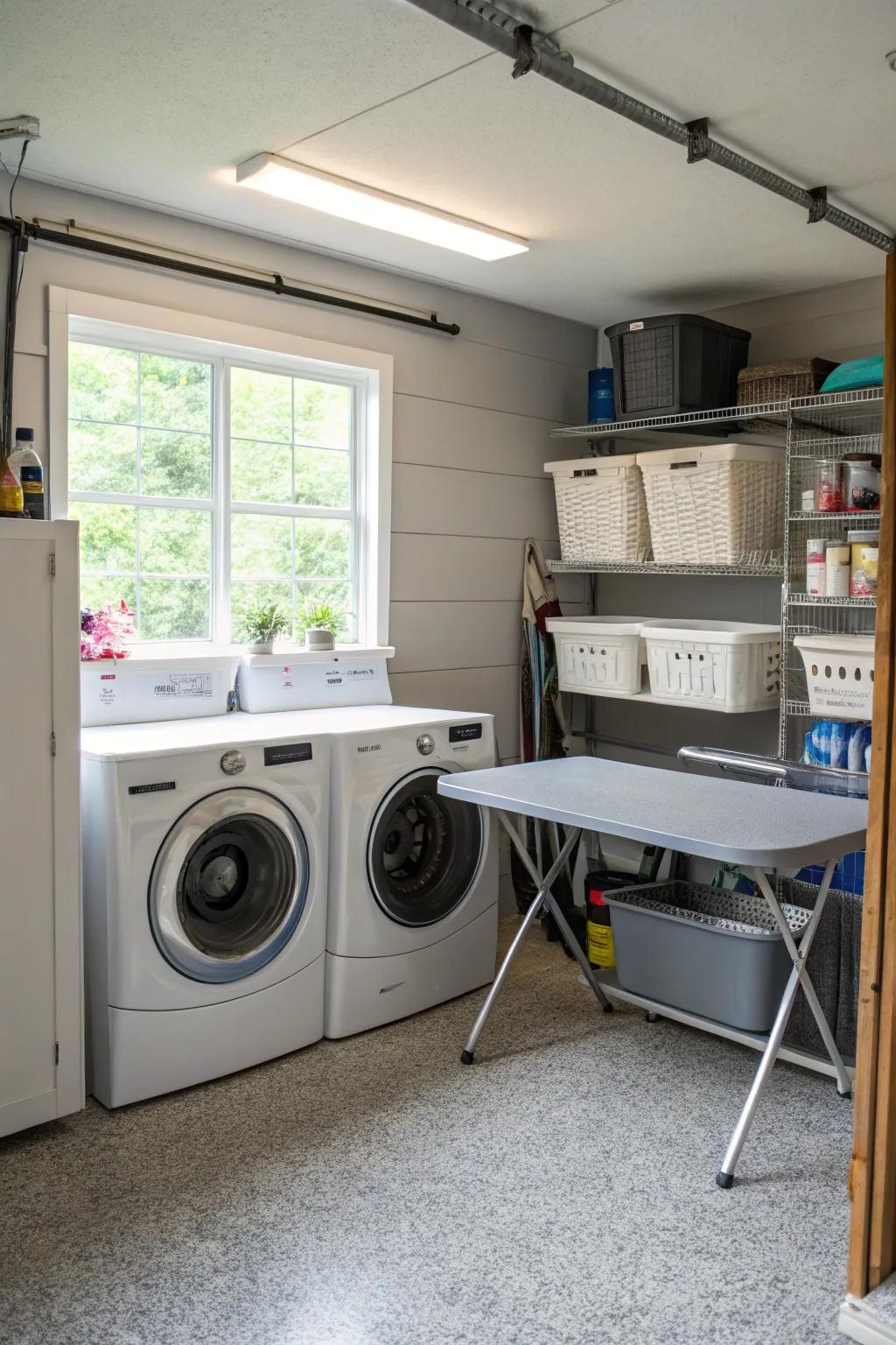A dedicated washing chamber keeps household tasks organized.
