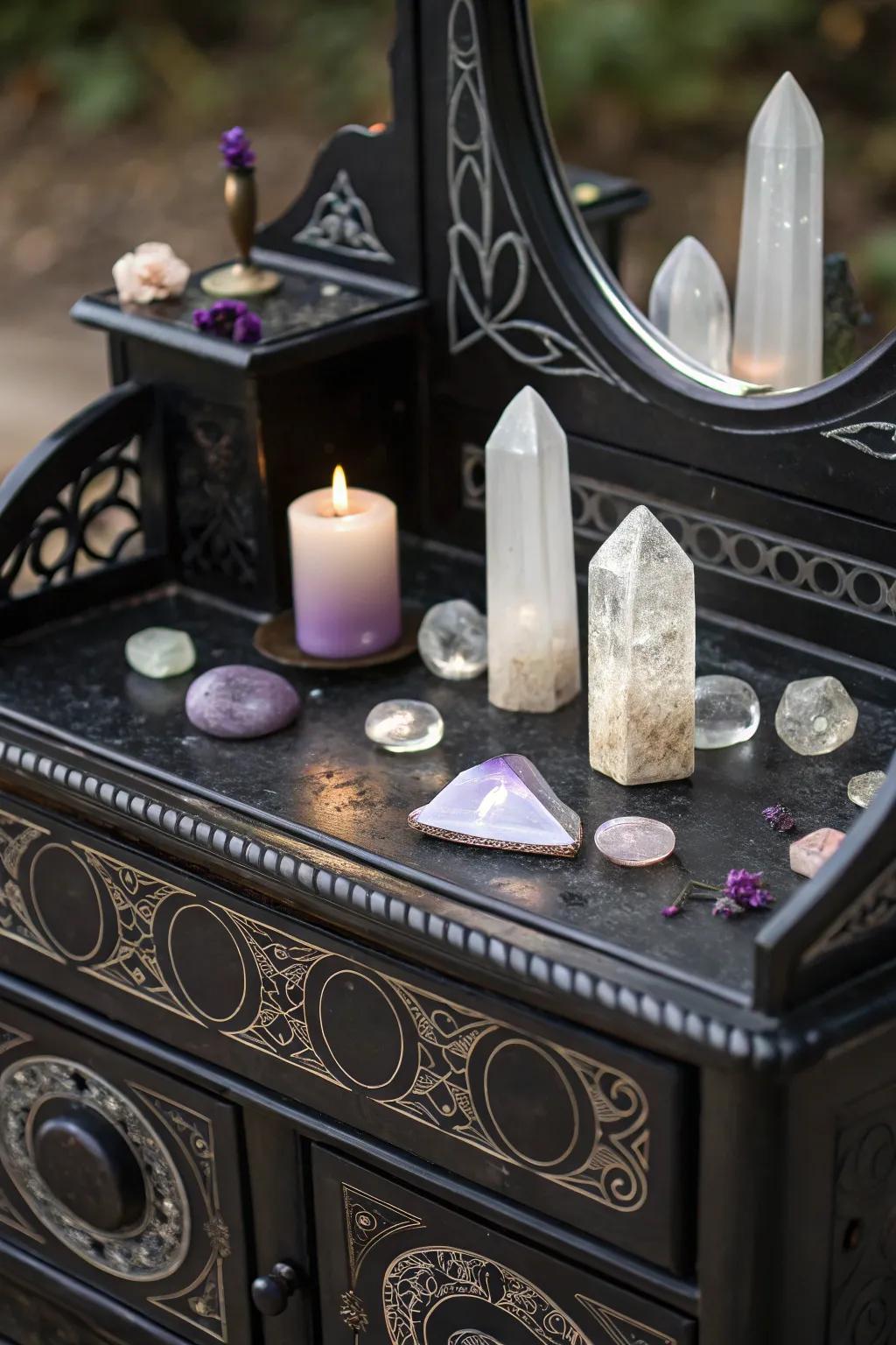 Crystals introduce beauty and positive energy to your vanity.