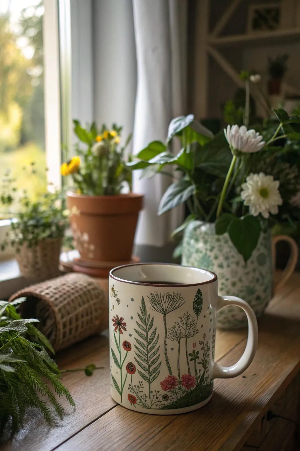 A mug that brings the beauty of nature indoors.