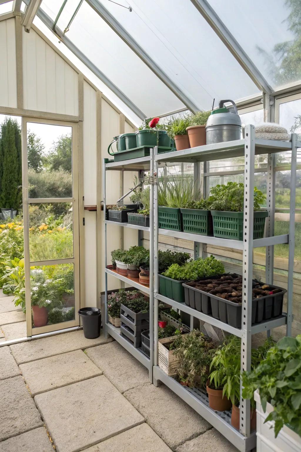 Space-efficient embedded shelving offers great seasonal flexibility.
