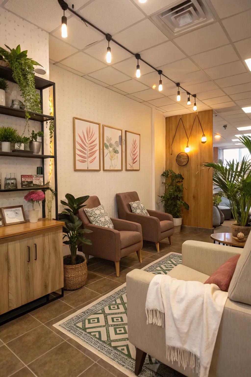 A comfortable reception spot enhances the client’s visit.
