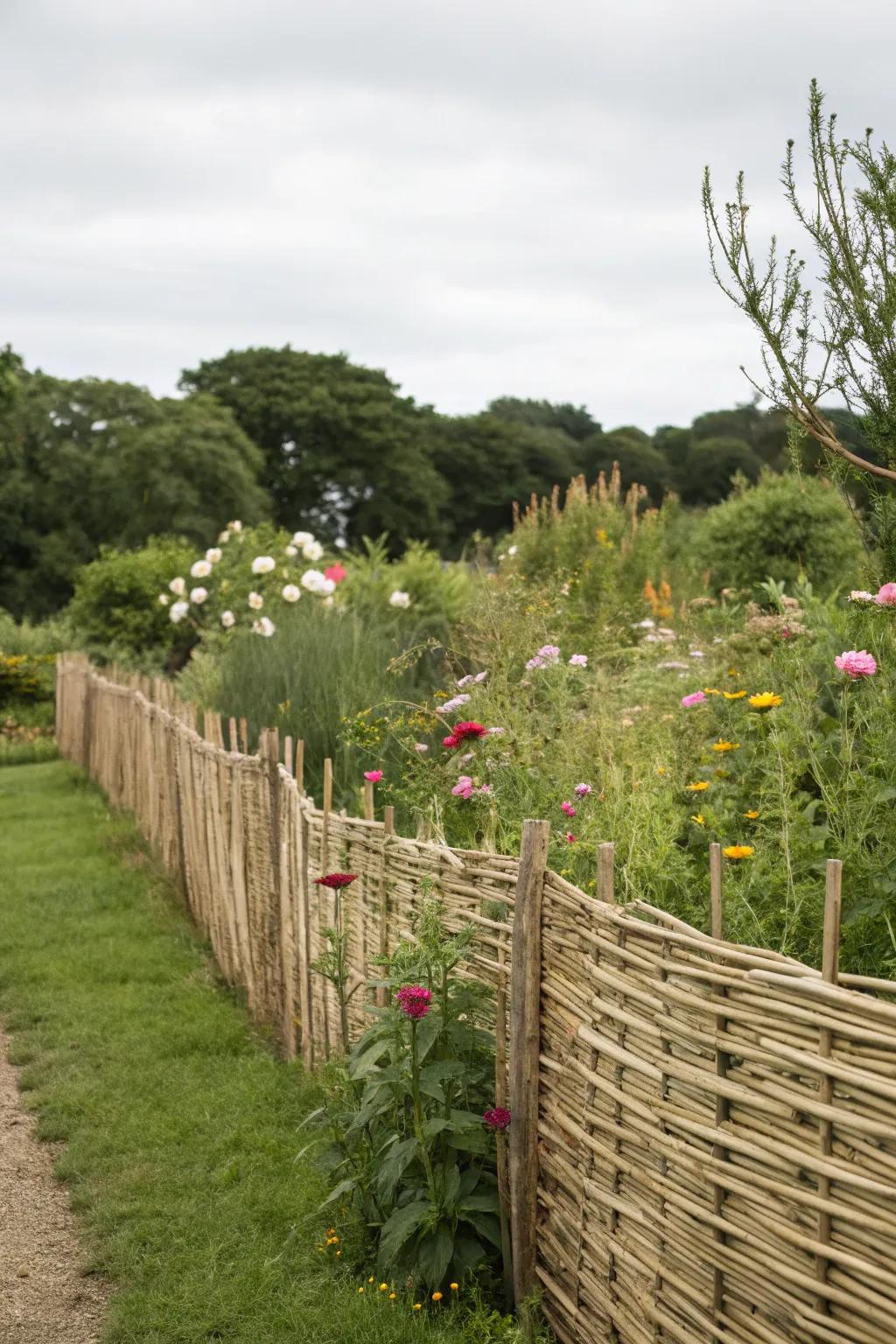 Textured, organic cane fencing.