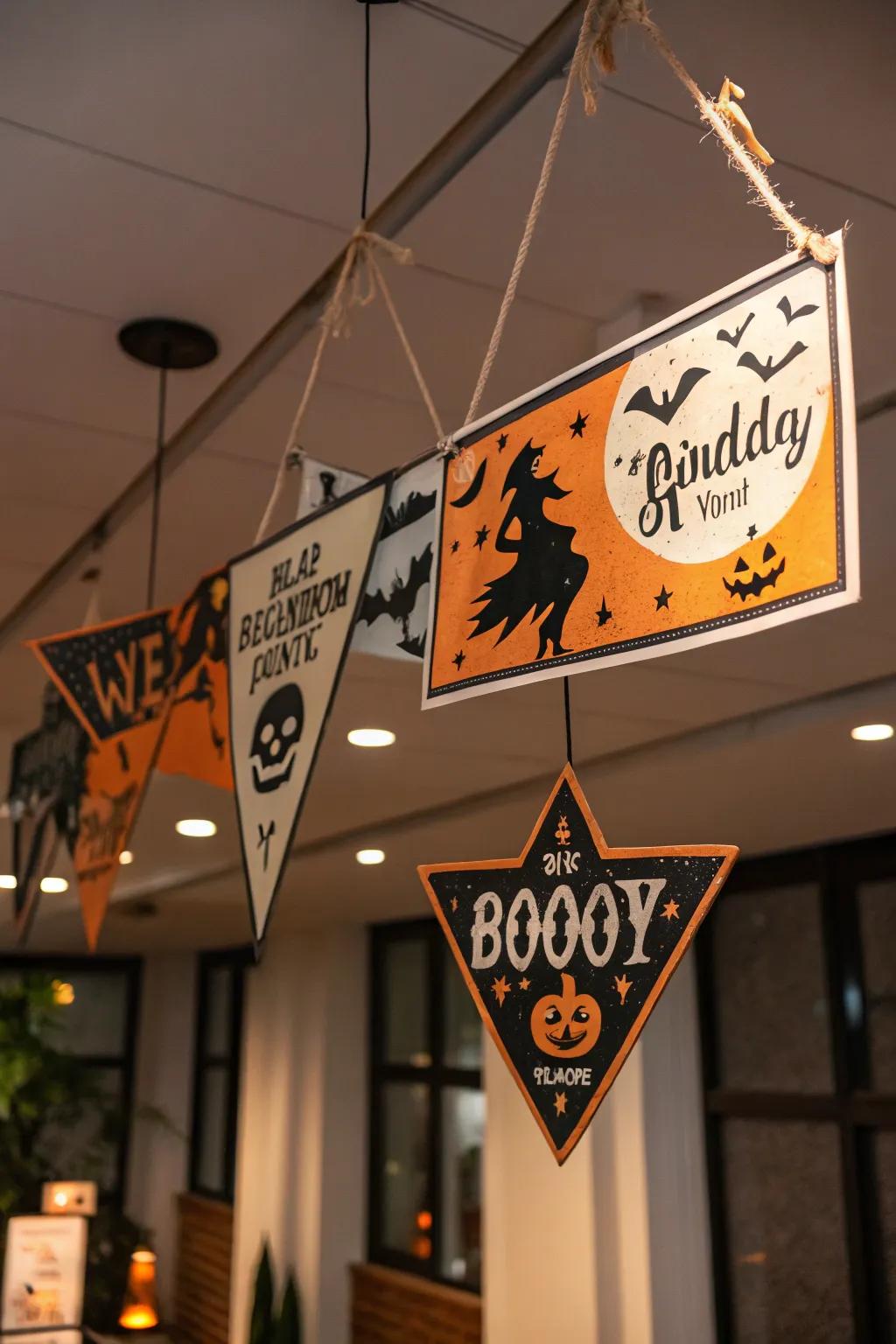 Levitating messages forging an ethereal Halloween atmosphere.