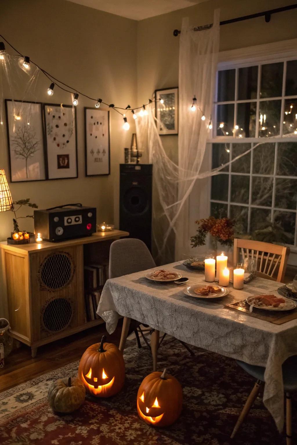 Eerie musicality elevates the captivating Halloween ambiance.